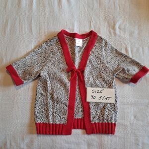 Hanna Andersson girls size 90 or 3T gray & red short sleeve sweater